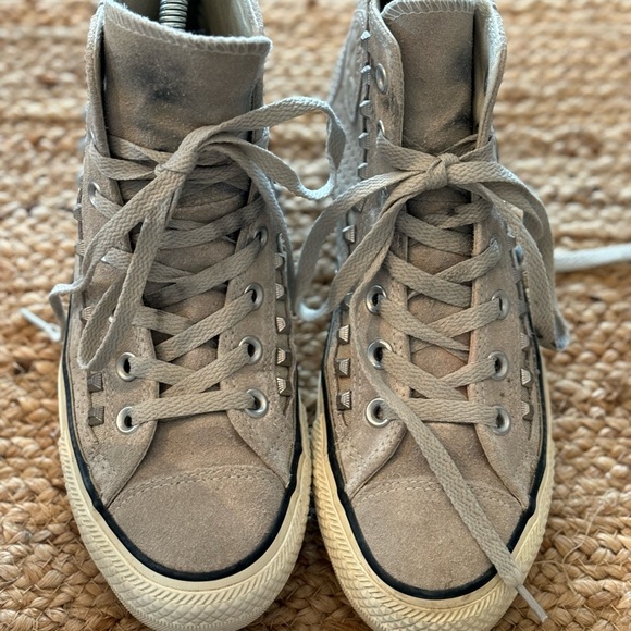 CConverse Chuck‎ Taylor Sz 8 Womens All Star Grey Suede Leather Studded High Top - Picture 10 of 10